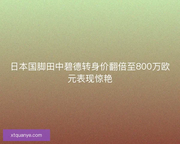 日本国脚田中碧德转身价翻倍至800万欧元表现惊艳